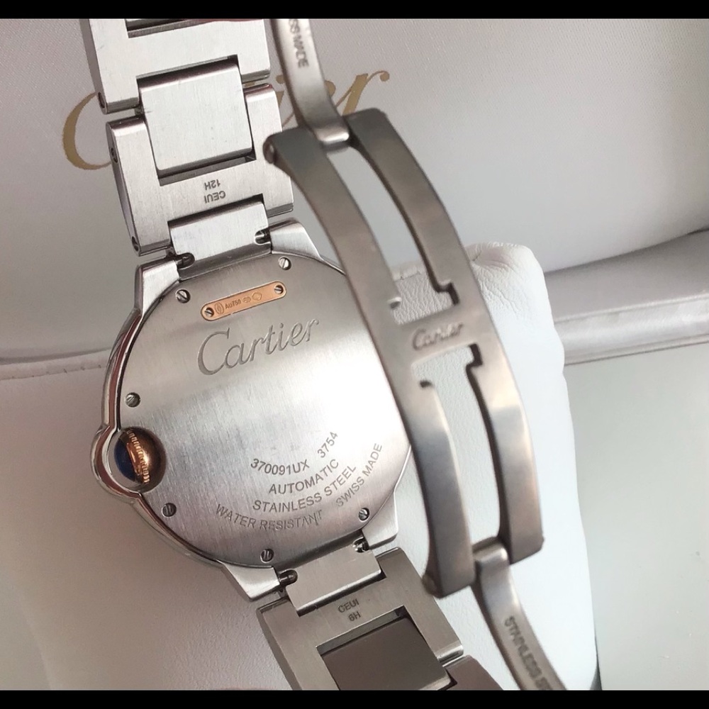 Cartier Ballon Bleu Wrist Watch SS-18k Rose Gold Diamond Bezel 36mm WE902081 NWB - Picture 11 of 15